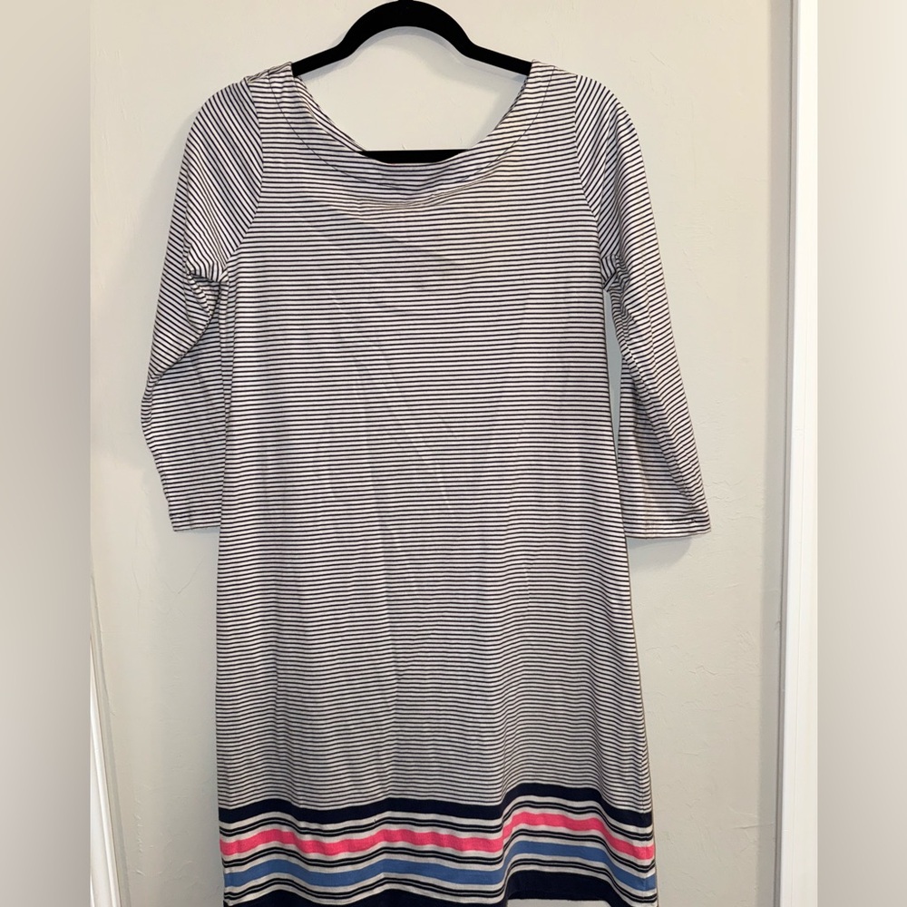 Lilly Pulitzer striped women’s dress size medium M 3/4 sleeve bow pink
